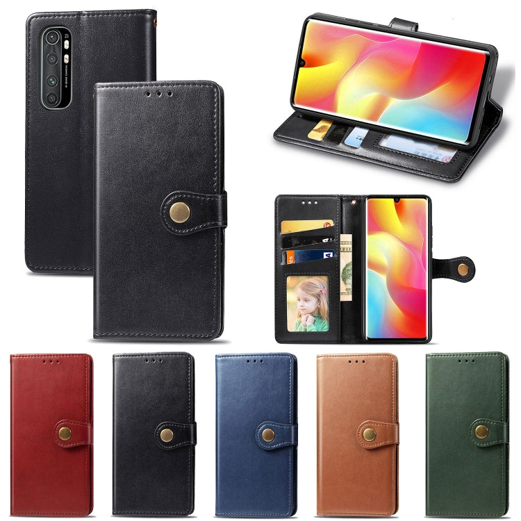 For Xiaomi Note 10 Lite Retro Solid Color Leather Buckle Phone Case with Lanyard & Photo Frame & Card Slot & Wallet & Stand Function