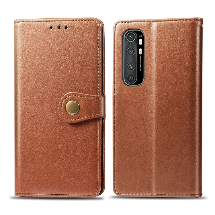 For Xiaomi Note 10 Lite Retro Solid Color Leather Buckle Phone Case with Lanyard & Photo Frame & Card Slot & Wallet & Stand Function