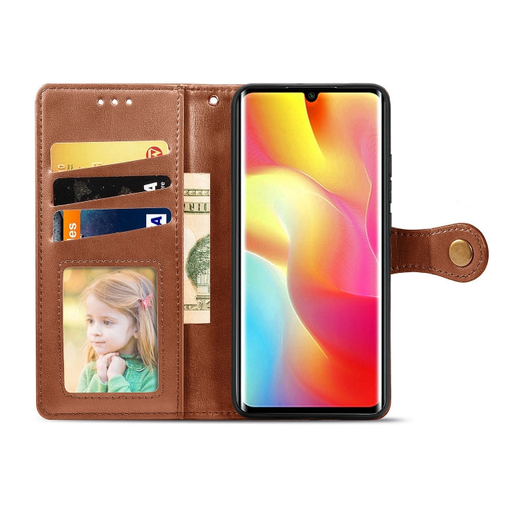 For Xiaomi Note 10 Lite Retro Solid Color Leather Buckle Phone Case with Lanyard & Photo Frame & Card Slot & Wallet & Stand Function