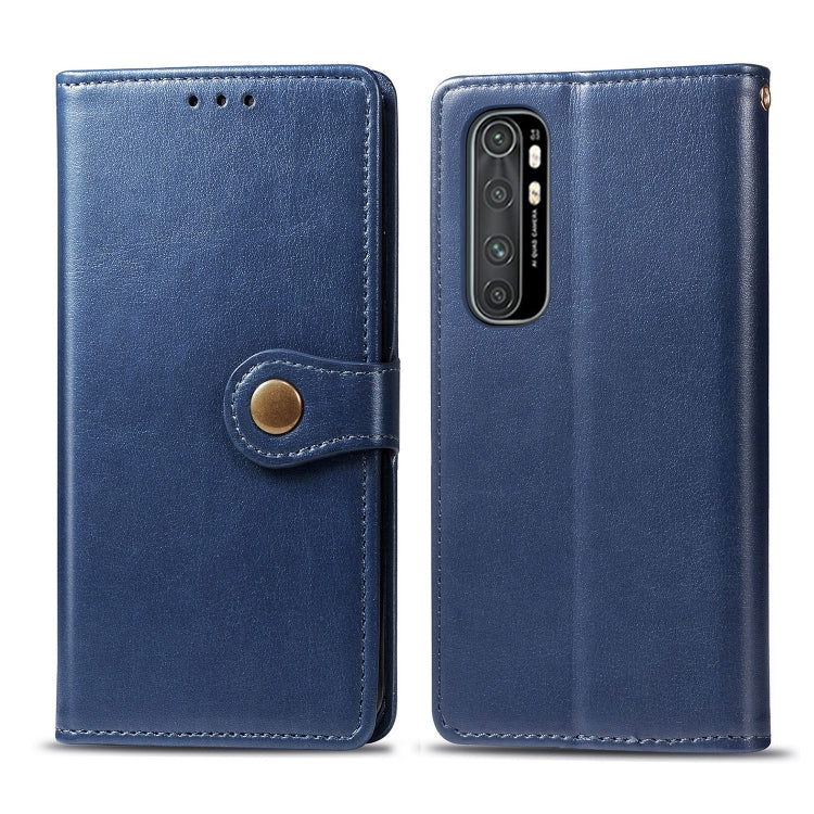 For Xiaomi Note 10 Lite Retro Solid Color Leather Buckle Phone Case with Lanyard & Photo Frame & Card Slot & Wallet & Stand Function