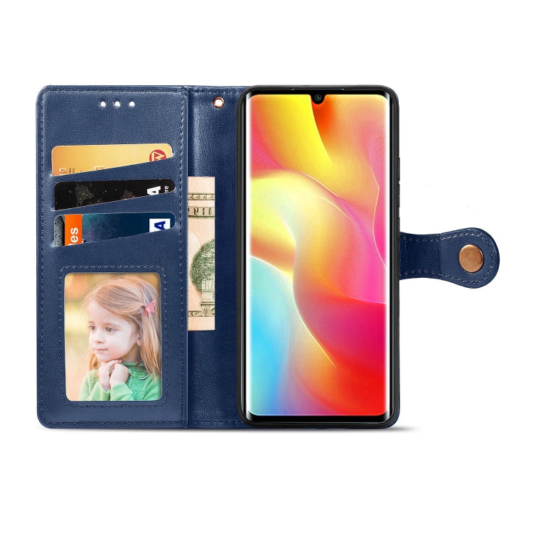 For Xiaomi Note 10 Lite Retro Solid Color Leather Buckle Phone Case with Lanyard & Photo Frame & Card Slot & Wallet & Stand Function