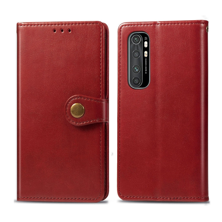 For Xiaomi Note 10 Lite Retro Solid Color Leather Buckle Phone Case with Lanyard & Photo Frame & Card Slot & Wallet & Stand Function