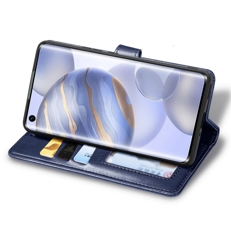 For Huawei Honor 30 Retro Solid Color Leather Buckle Phone Case with Lanyard & Photo Frame & Card Slot & Wallet & Stand Function