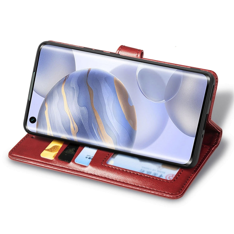 For Huawei Honor 30 Retro Solid Color Leather Buckle Phone Case with Lanyard & Photo Frame & Card Slot & Wallet & Stand Function