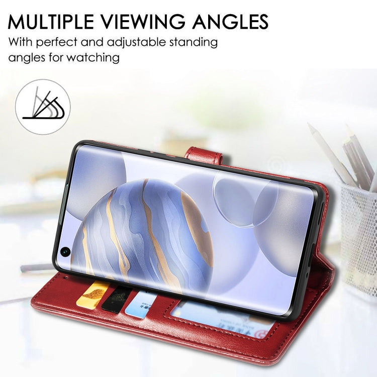 Huawei Honor 30 Pro Retro Solid Color Leather Buckle Phone Case with Lanyard & Photo Frame & Card Slot & Wallet & Stand Function