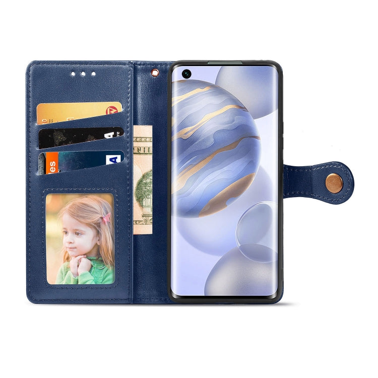 Huawei Honor 30 Pro Retro Solid Color Leather Buckle Phone Case with Lanyard & Photo Frame & Card Slot & Wallet & Stand Function
