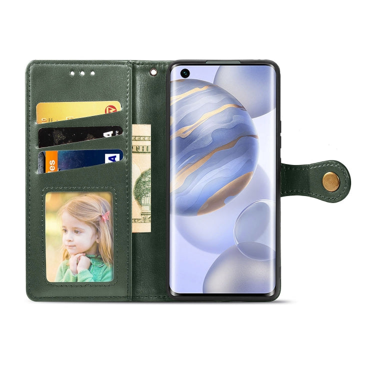 Huawei Honor 30 Pro Retro Solid Color Leather Buckle Phone Case with Lanyard & Photo Frame & Card Slot & Wallet & Stand Function