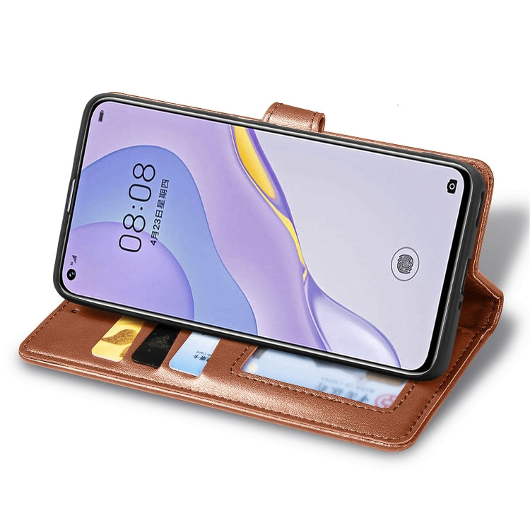 For Huawei Nova 7 Retro Solid Color Leather Buckle Phone Case with Lanyard & Photo Frame & Card Slot & Wallet & Stand Function