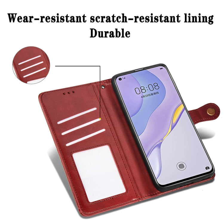For Huawei Nova 7 Pro Retro Solid Color Leather Buckle Phone Case with Lanyard & Photo Frame & Card Slot & Wallet & Stand Function