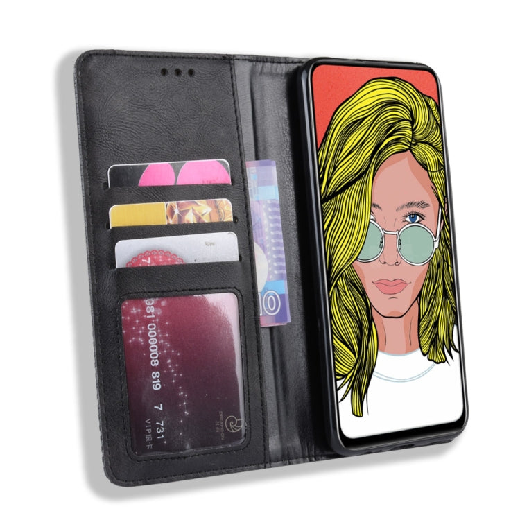 Magnetic Buckle Retro Crazy Horse Texture Horizontal Flip Leather Case for Huawei P Smart Z , with Holder & Card Slots & Photo Frame