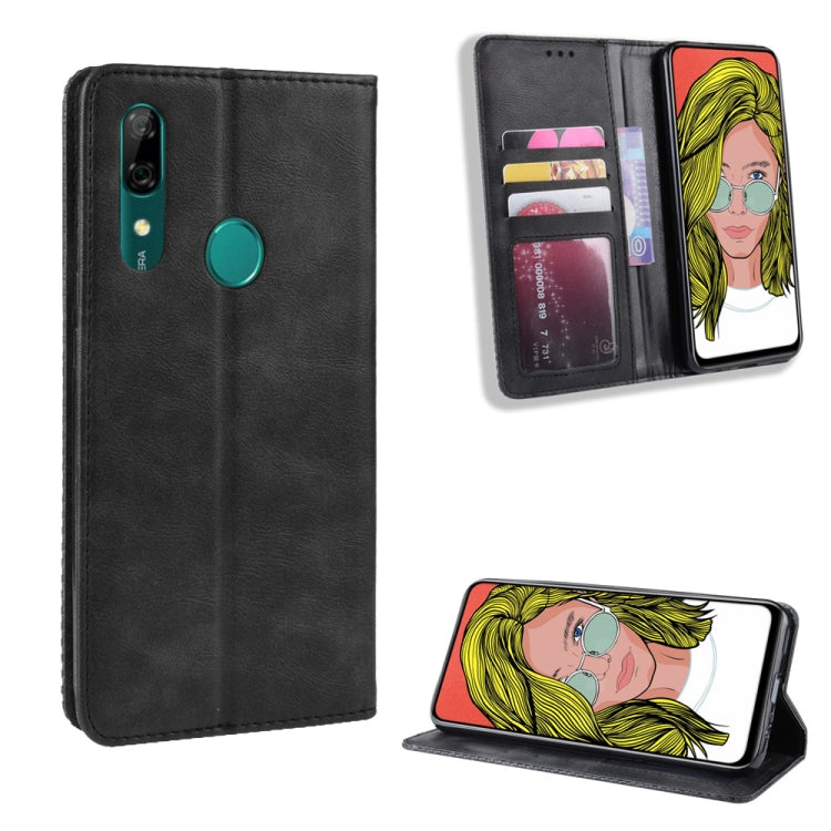 Magnetic Buckle Retro Crazy Horse Texture Horizontal Flip Leather Case for Huawei P Smart Z , with Holder & Card Slots & Photo Frame