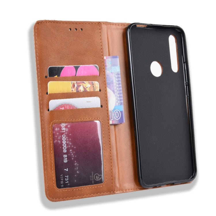 Magnetic Buckle Retro Crazy Horse Texture Horizontal Flip Leather Case for Huawei P Smart Z , with Holder & Card Slots & Photo Frame