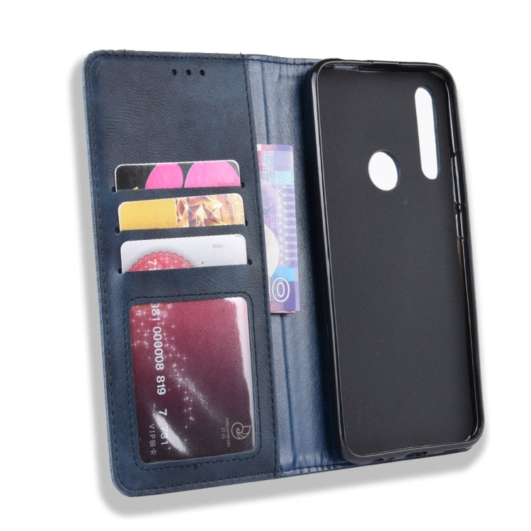 Magnetic Buckle Retro Crazy Horse Texture Horizontal Flip Leather Case for Huawei P Smart Z , with Holder & Card Slots & Photo Frame