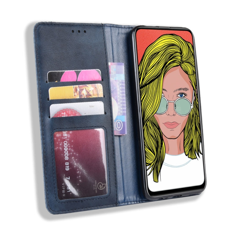 Magnetic Buckle Retro Crazy Horse Texture Horizontal Flip Leather Case for Huawei P Smart Z , with Holder & Card Slots & Photo Frame