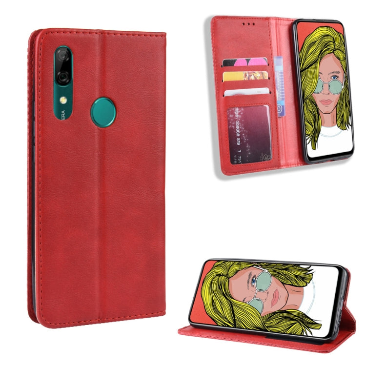 Magnetic Buckle Retro Crazy Horse Texture Horizontal Flip Leather Case for Huawei P Smart Z , with Holder & Card Slots & Photo Frame