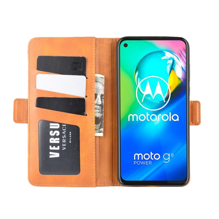 For Motorola Moto G8 Power Dual-side Magnetic Buckle Horizontal Flip Leather Case with Holder & Card Slots & Wallet