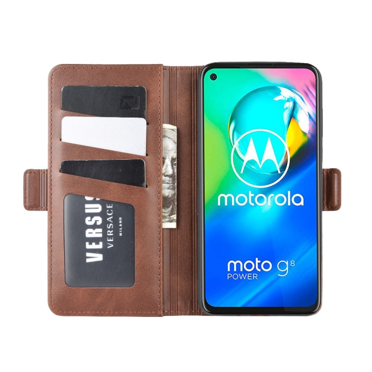 For Motorola Moto G8 Power Dual-side Magnetic Buckle Horizontal Flip Leather Case with Holder & Card Slots & Wallet