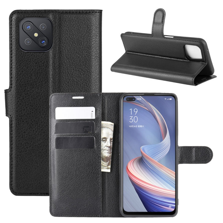 For Oppo A92s Litchi Texture Horizontal Flip Protective Case with Holder & Card Slots & Wallet