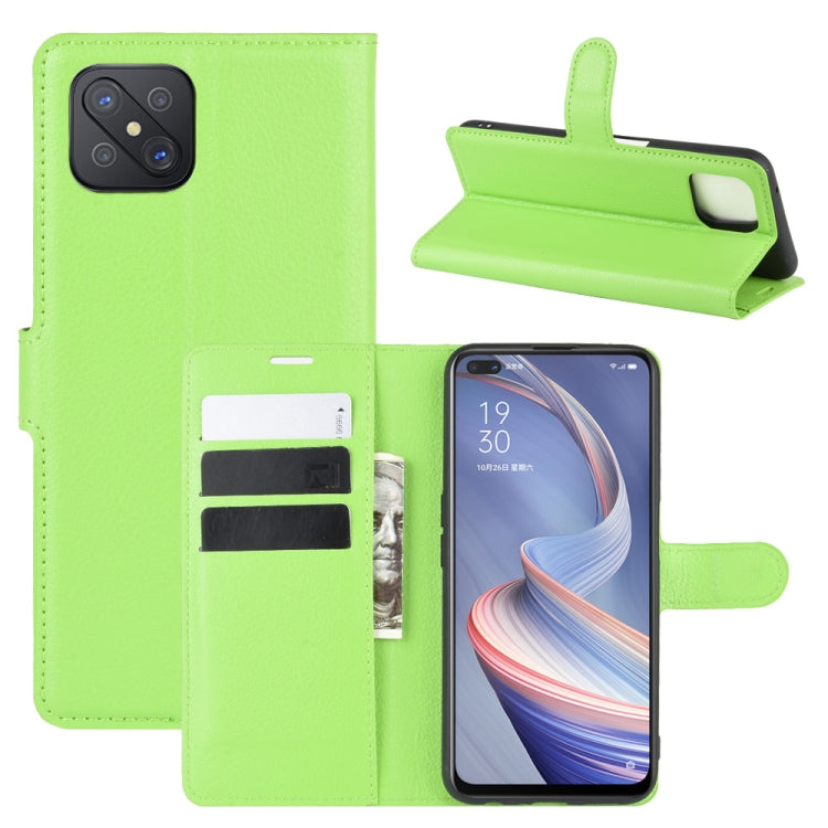 For Oppo A92s Litchi Texture Horizontal Flip Protective Case with Holder & Card Slots & Wallet