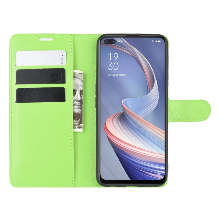 For Oppo A92s Litchi Texture Horizontal Flip Protective Case with Holder & Card Slots & Wallet