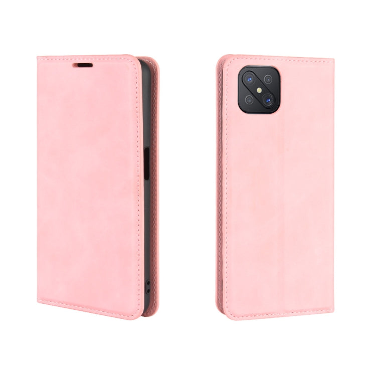 For Oppo A92s Retro-skin Business Magnetic Suction Leather Case with Holder & Card Slots & Wallet