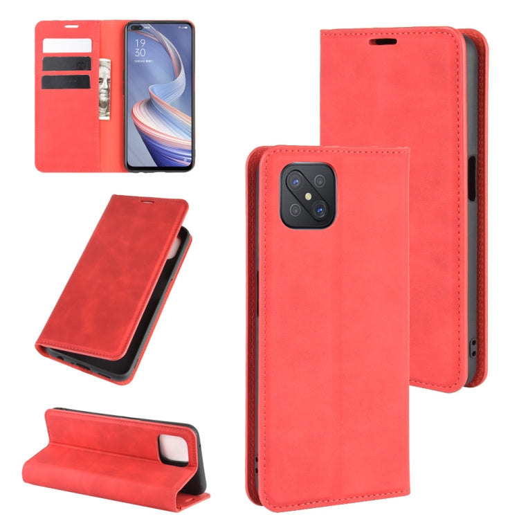 For Oppo A92s Retro-skin Business Magnetic Suction Leather Case with Holder & Card Slots & Wallet