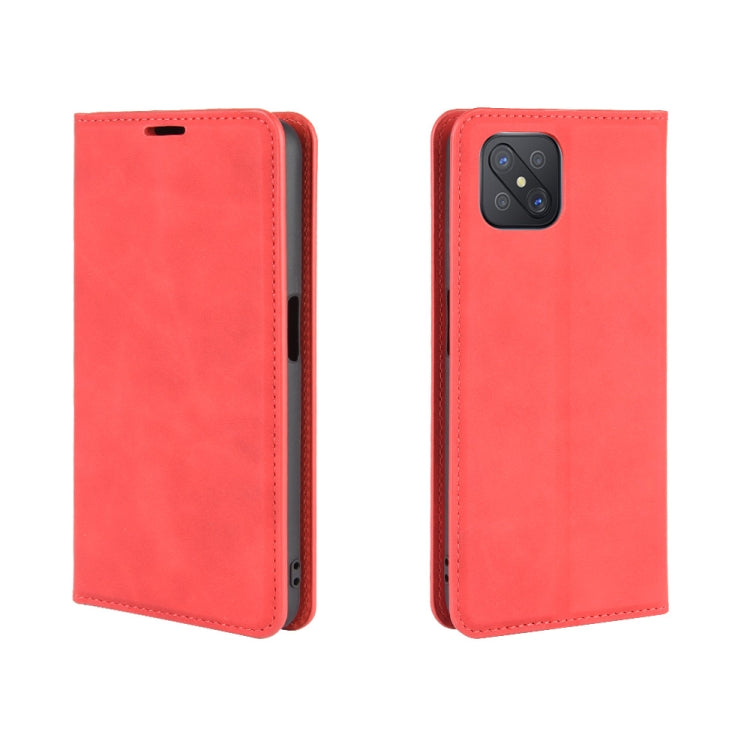 For Oppo A92s Retro-skin Business Magnetic Suction Leather Case with Holder & Card Slots & Wallet
