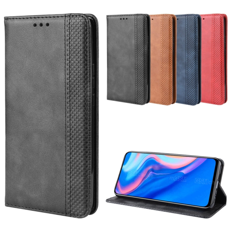 For Huawei Y9 Prime 2019 Magnetic Buckle Retro Crazy Horse Texture Horizontal Flip Leather Case with Holder & Card Slots & Photo Frame
