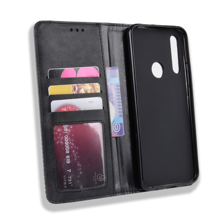 For Huawei Y9 Prime 2019 Magnetic Buckle Retro Crazy Horse Texture Horizontal Flip Leather Case with Holder & Card Slots & Photo Frame