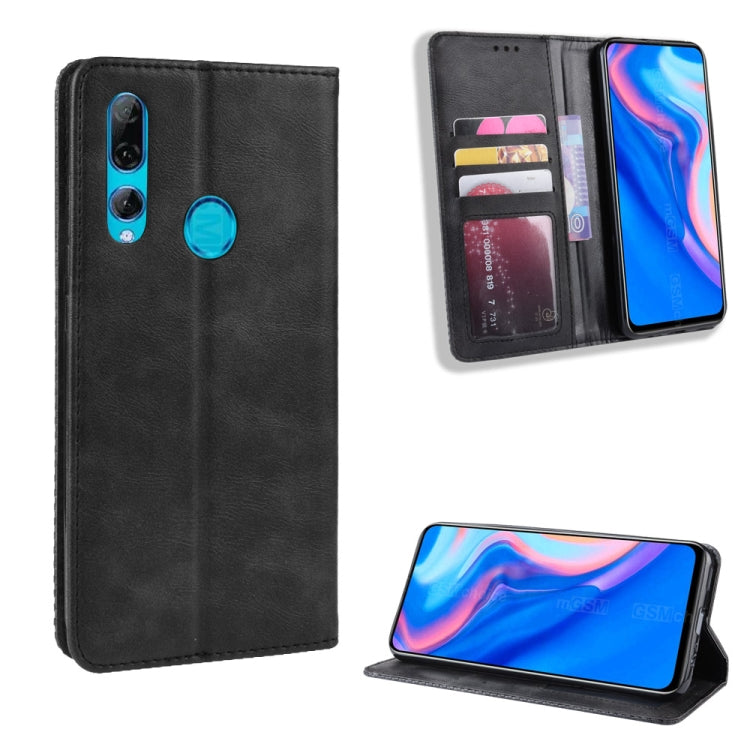 For Huawei Y9 Prime 2019 Magnetic Buckle Retro Crazy Horse Texture Horizontal Flip Leather Case with Holder & Card Slots & Photo Frame