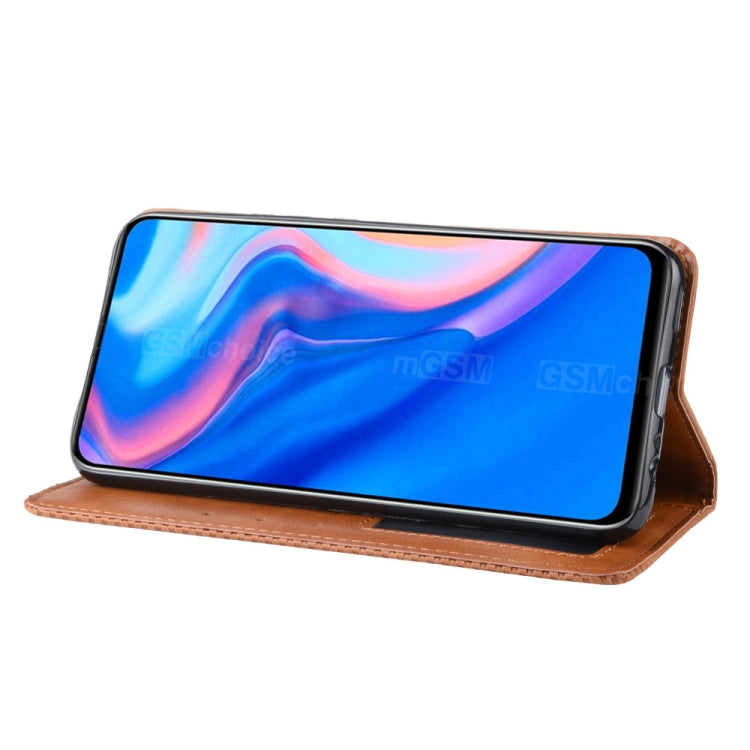 For Huawei Y9 Prime 2019 Magnetic Buckle Retro Crazy Horse Texture Horizontal Flip Leather Case with Holder & Card Slots & Photo Frame