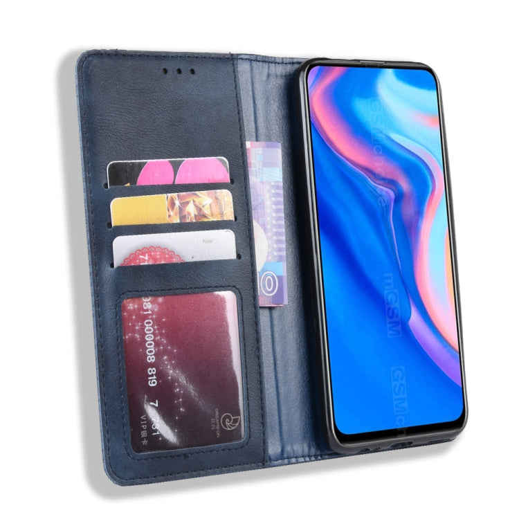For Huawei Y9 Prime 2019 Magnetic Buckle Retro Crazy Horse Texture Horizontal Flip Leather Case with Holder & Card Slots & Photo Frame