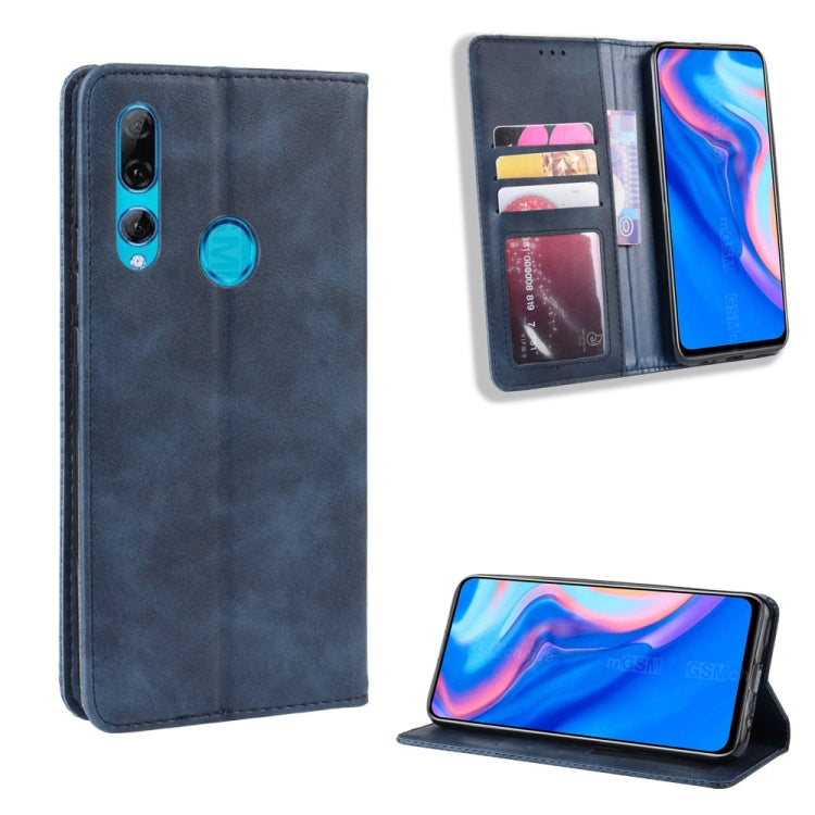 For Huawei Y9 Prime 2019 Magnetic Buckle Retro Crazy Horse Texture Horizontal Flip Leather Case with Holder & Card Slots & Photo Frame