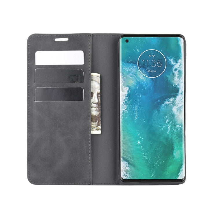 For Motorola Edge+ Retro-skin Business Magnetic Suction Leather Case with Holder & Card Slots & Wallet
