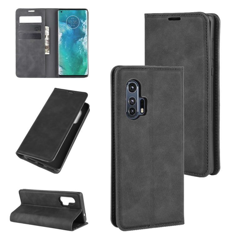 For Motorola Edge+ Retro-skin Business Magnetic Suction Leather Case with Holder & Card Slots & Wallet