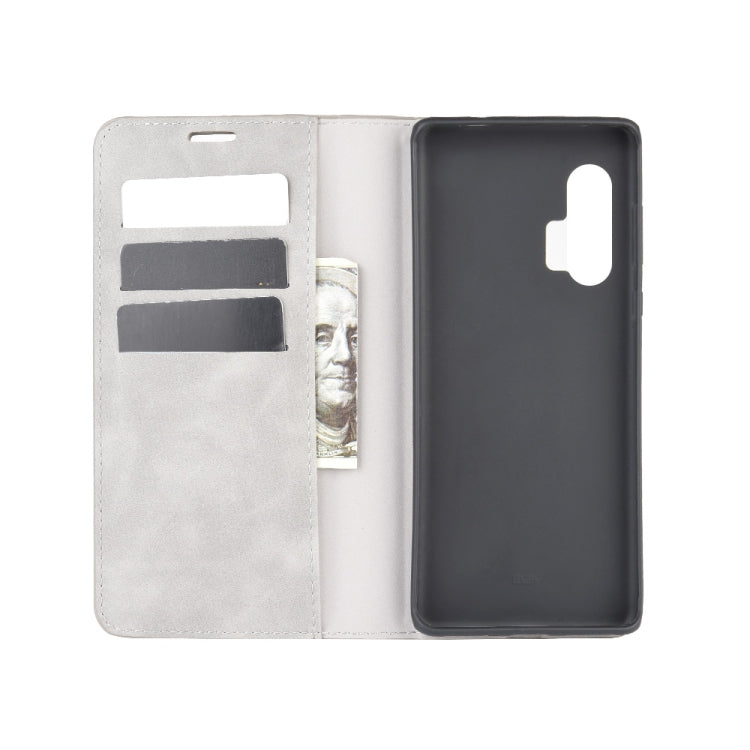 For Motorola Edge+ Retro-skin Business Magnetic Suction Leather Case with Holder & Card Slots & Wallet