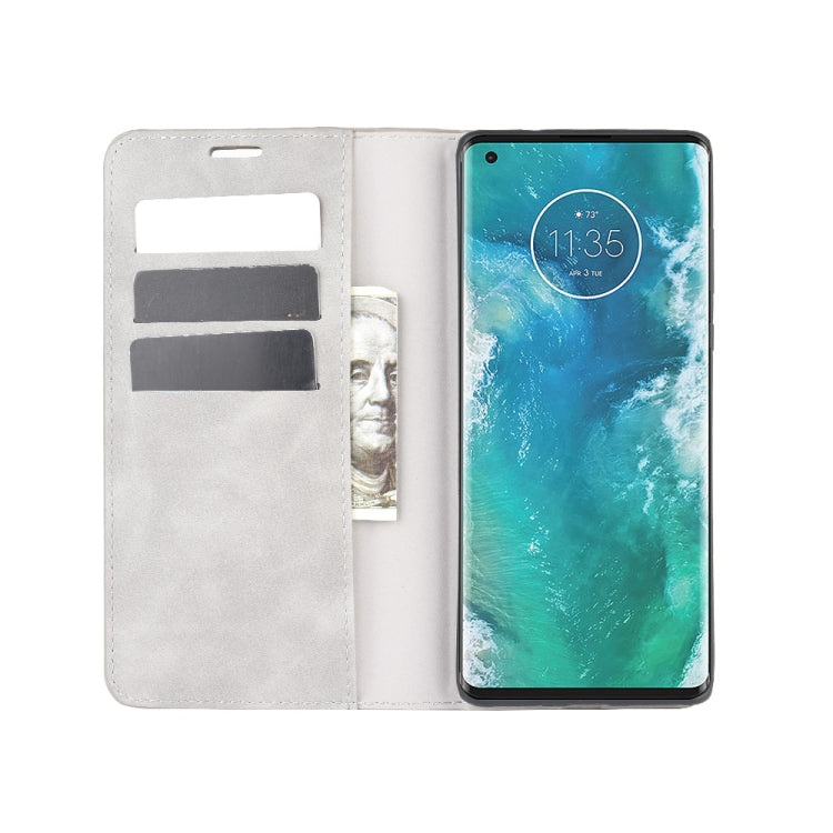 For Motorola Edge+ Retro-skin Business Magnetic Suction Leather Case with Holder & Card Slots & Wallet