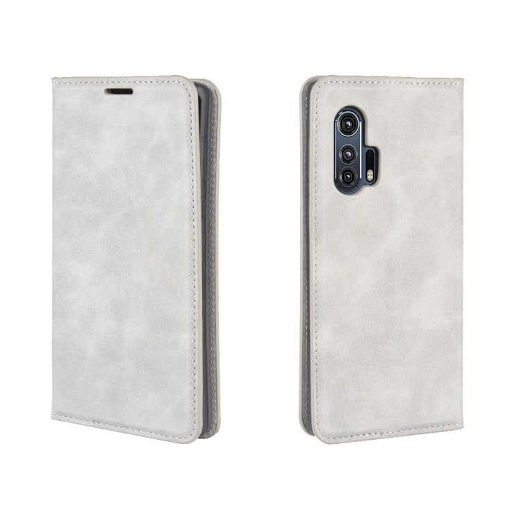 For Motorola Edge+ Retro-skin Business Magnetic Suction Leather Case with Holder & Card Slots & Wallet