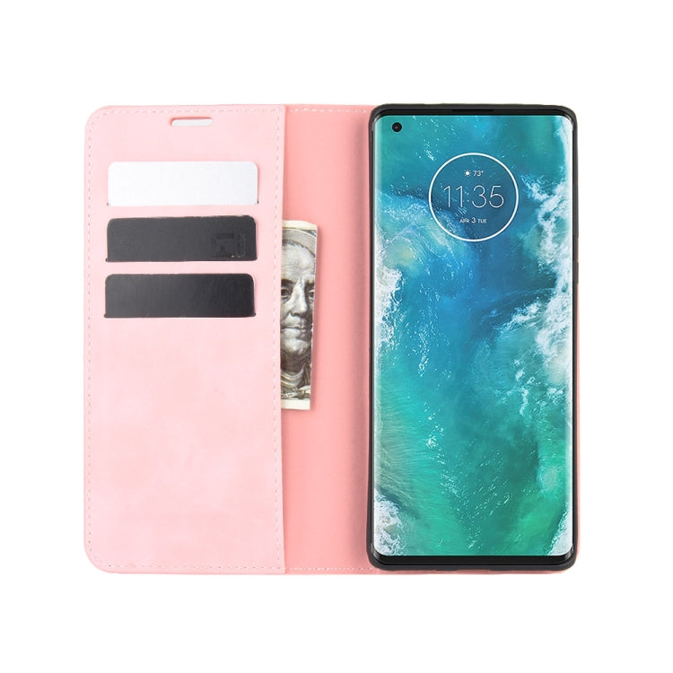 For Motorola Edge+ Retro-skin Business Magnetic Suction Leather Case with Holder & Card Slots & Wallet