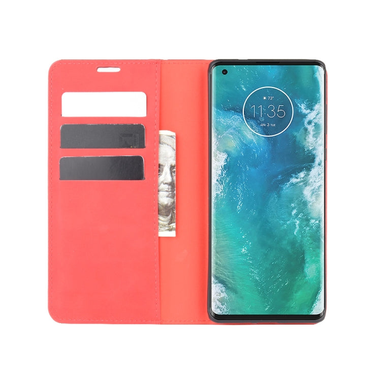 For Motorola Edge+ Retro-skin Business Magnetic Suction Leather Case with Holder & Card Slots & Wallet