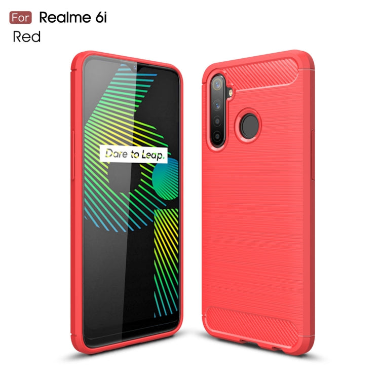 For OPPO Realme 6i Brushed Texture Carbon Fiber TPU Case