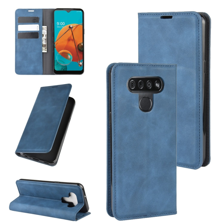 For LG K51 Retro-skin Business Magnetic Suction Leather Case with Holder & Card Slots & Wallet
