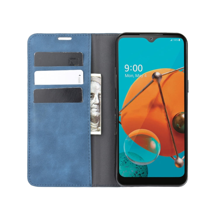 For LG K51 Retro-skin Business Magnetic Suction Leather Case with Holder & Card Slots & Wallet