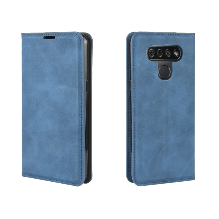 For LG K51 Retro-skin Business Magnetic Suction Leather Case with Holder & Card Slots & Wallet