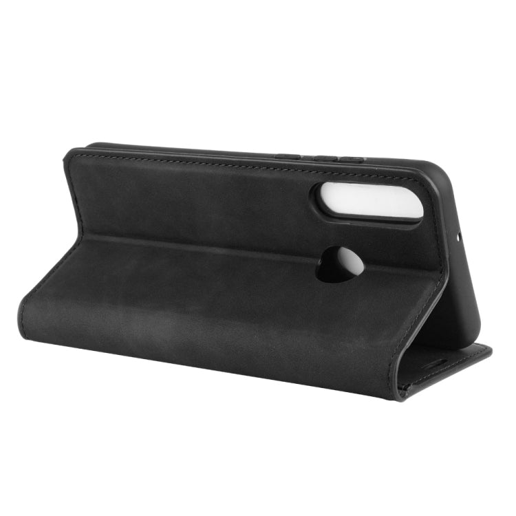 For Huawei Y6p Retro-skin Business Magnetic Suction Leather Case with Holder & Card Slots & Wallet