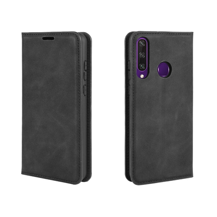 For Huawei Y6p Retro-skin Business Magnetic Suction Leather Case with Holder & Card Slots & Wallet