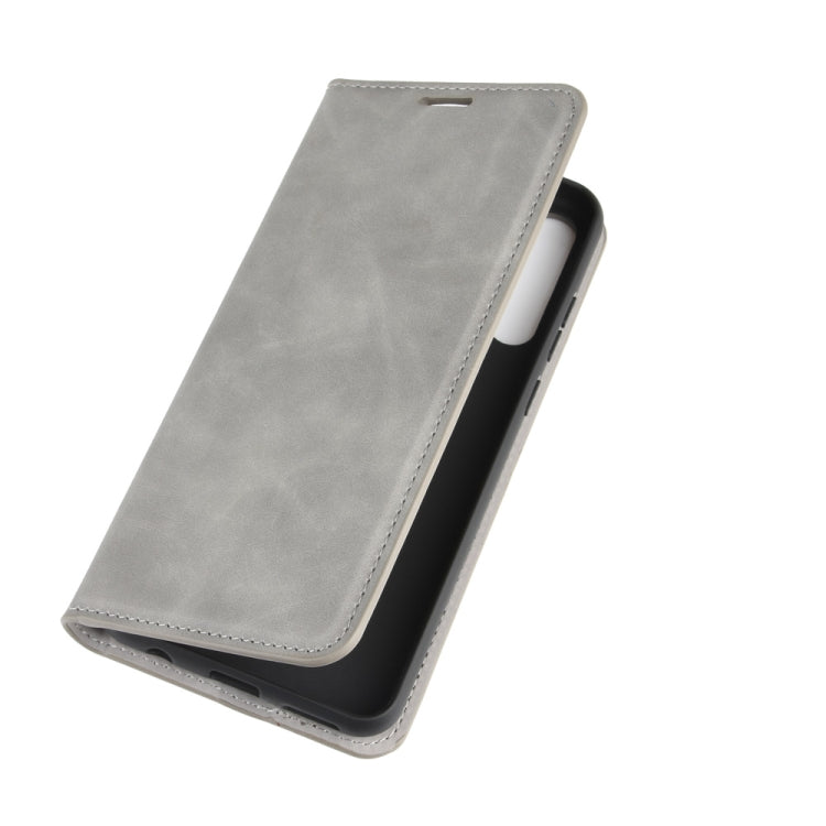 For Huawei Y6p Retro-skin Business Magnetic Suction Leather Case with Holder & Card Slots & Wallet