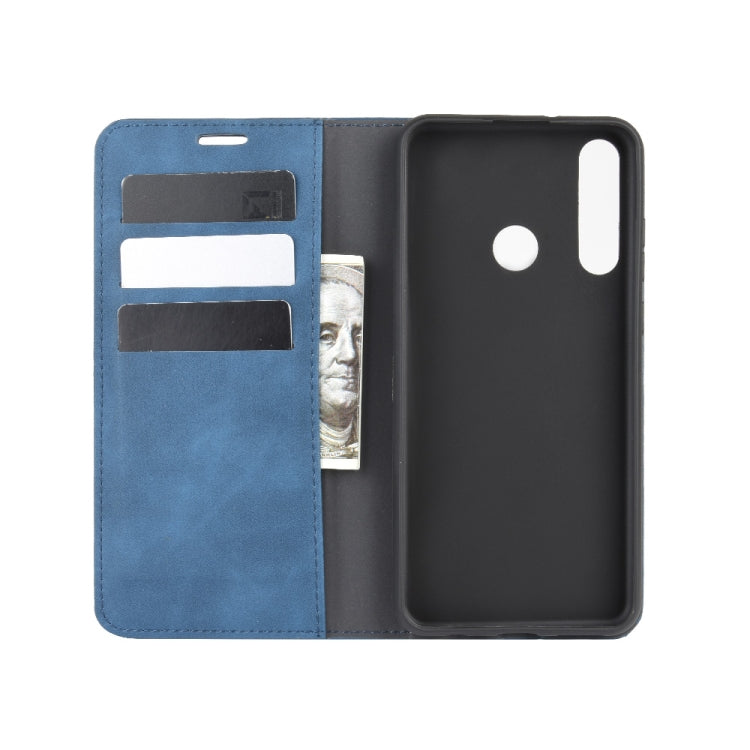 For Huawei Y6p Retro-skin Business Magnetic Suction Leather Case with Holder & Card Slots & Wallet
