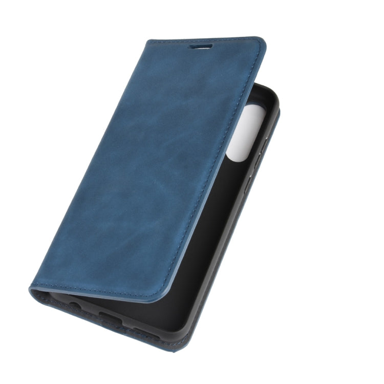 For Huawei Y6p Retro-skin Business Magnetic Suction Leather Case with Holder & Card Slots & Wallet