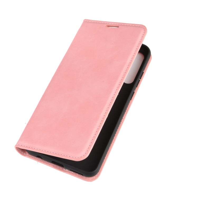 For Huawei Y6p Retro-skin Business Magnetic Suction Leather Case with Holder & Card Slots & Wallet